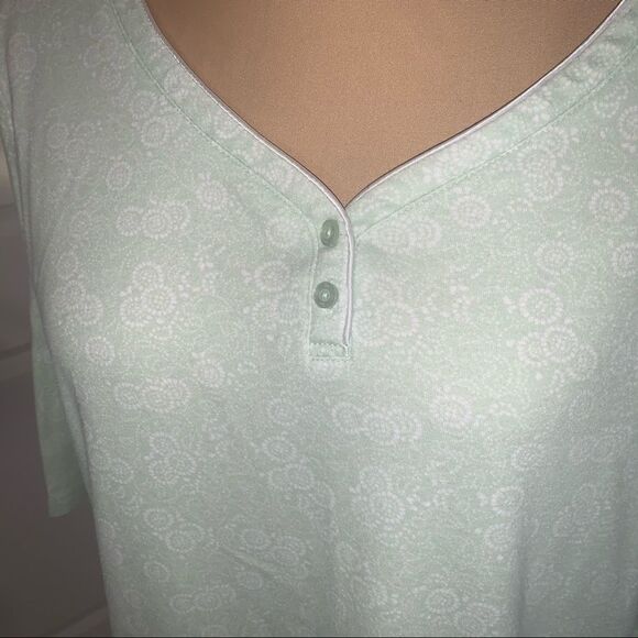 Karen Neuberger Mint Green Patterned Long Sleeve Pajama Shirt - Picture 2 of 5